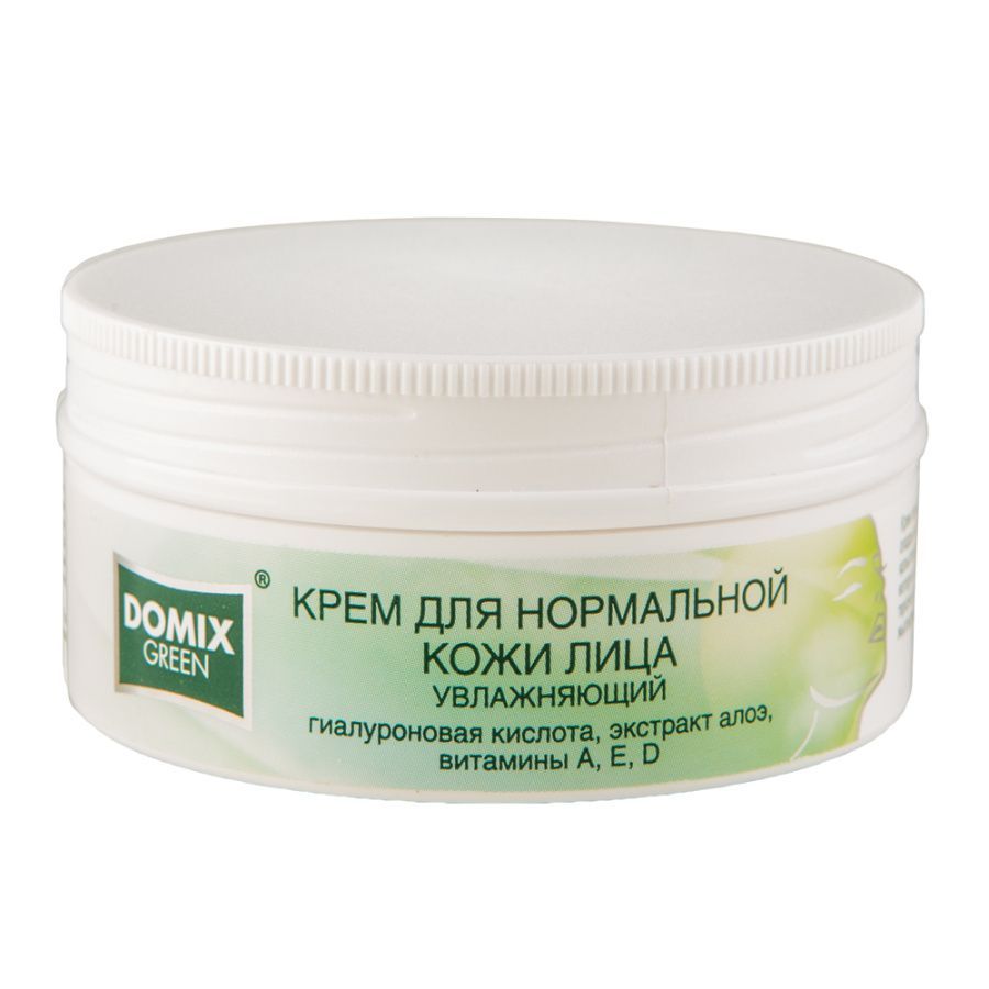 Domix Green Крем для нормальной кожи лица увлажняющий с гиалуроновой кислотой, экстрактом алоэ, витаминами A, E, D, 75 мл