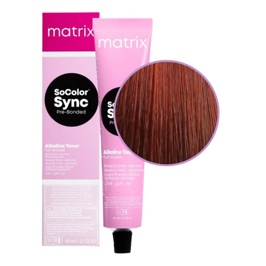 Matrix Крем-краска для волос без аммиака / SoColor Sync Pre-Bonded 6RC+, темный блондин красно-медный, 90 мл