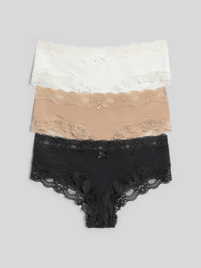 Трусы боксер жен.в наборе из 3 шт Verne черный с бежевым