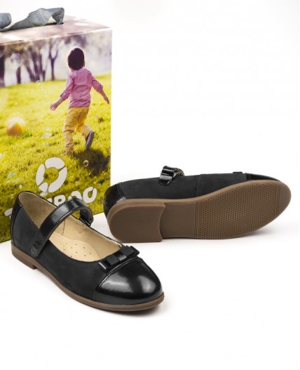 Туфли детские, липучка 25012 кожа, ТВИСТ чёрный