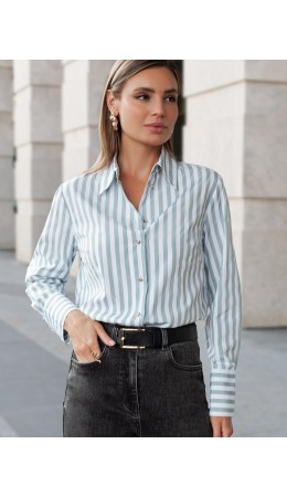 Блузка женская белый-оливковый