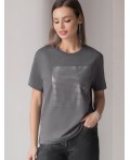 Футболка женская т.серый_фольга
