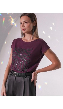 Футболка женская бургунди_зебра