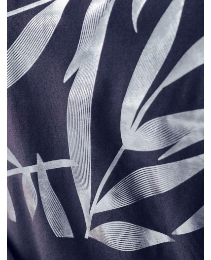 Футболка женская т.синий_листики