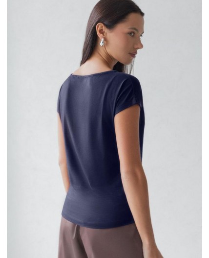 Футболка женская т.синий_листики