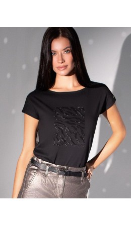 Футболка женская черный_зебра