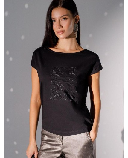 Футболка женская черный_зебра