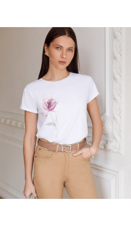 Футболка женская белый_цветок