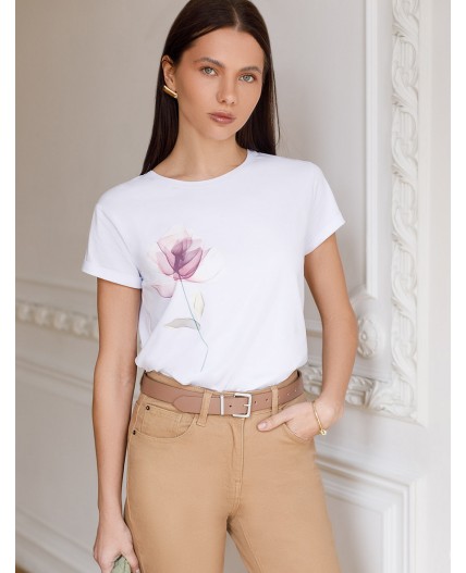 Футболка женская белый_цветок