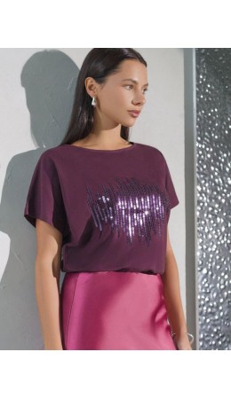 Футболка женская бургунди_stripes