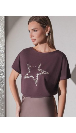 Футболка женская бургунди_stars