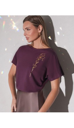 Футболка женская бургунди_цветок