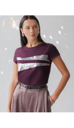 Футболка женская бургунди_штрихи