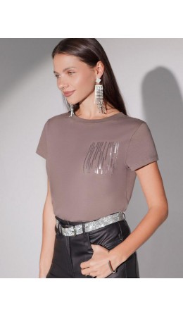 Футболка женская кофейный_блестки