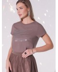 Футболка женская кофейный_shiny stripes