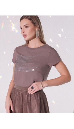 Футболка женская кофейный_shiny stripes