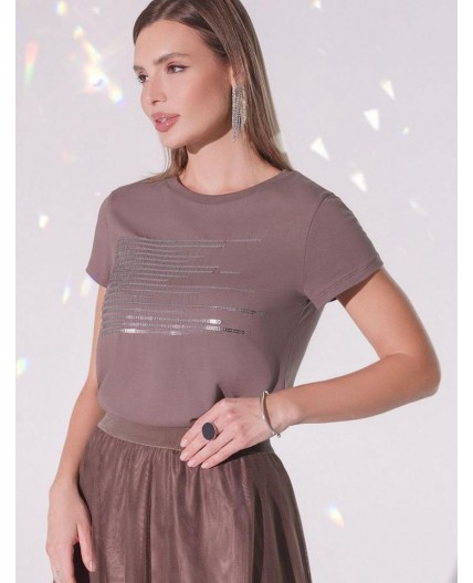 Футболка женская кофейный_shiny stripes