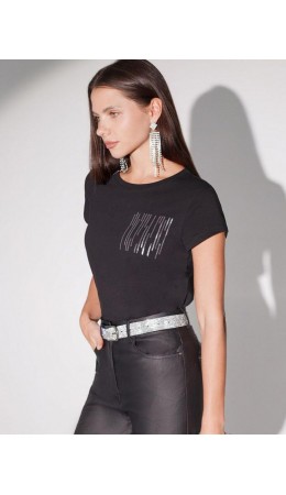 Футболка женская черный_блестки