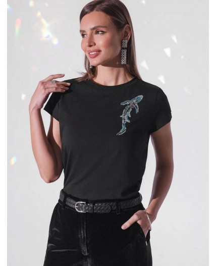 Футболка женская черный_рыба