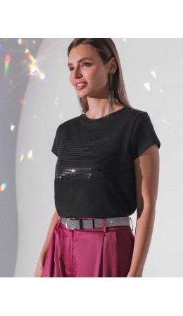 Футболка женская черный_shiny stripes