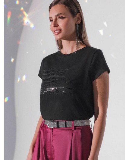 Футболка женская черный_shiny stripes