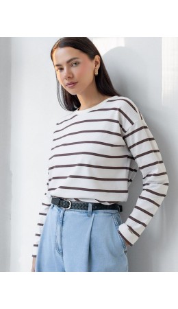 Джемпер женский белый-кофе