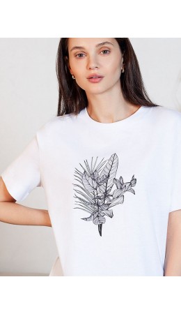 Футболка женская белый_тропики