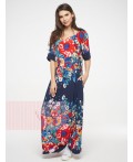 Платье женское 201-3602; Ш63 тёмно-синий цветы