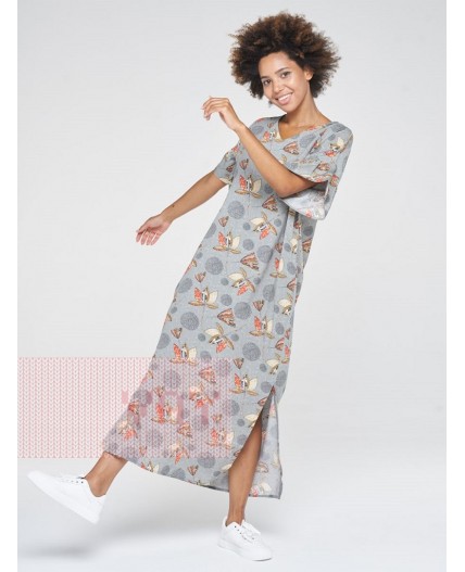 Платье женское 201-3600; Ш55 оливковый-цветы