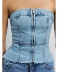 блузка (топ) джинсовая женская светлый индиго