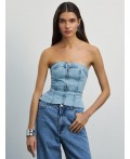 блузка (топ) джинсовая женская светлый индиго
