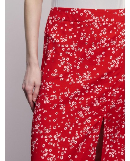 юбка женская красный цветы мелкие