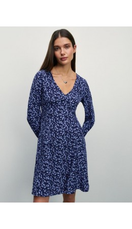 платье женское голубой цветы мелкие