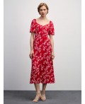 платье женское красный цветы крупные