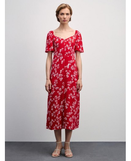 платье женское красный цветы крупные