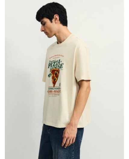 футболка мужская бежевый принт