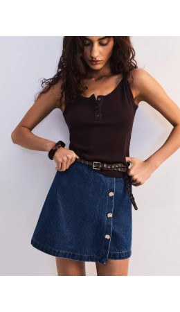 юбка-шорты джинсовая женская темный индиго