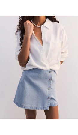 юбка-шорты джинсовая женская ультра светлый индиго