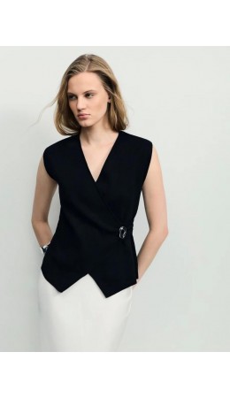 блузка с брошью женская черный