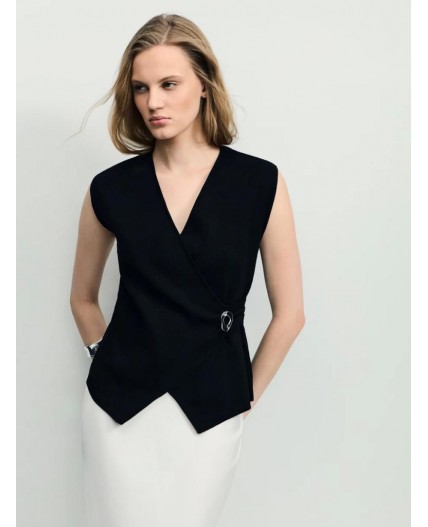 блузка с брошью женская черный