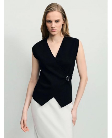 блузка с брошью женская черный