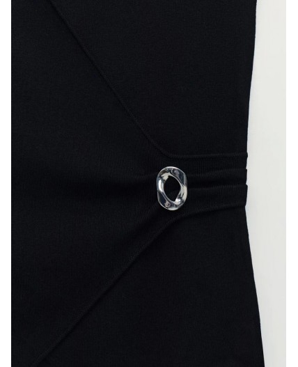 блузка с брошью женская черный