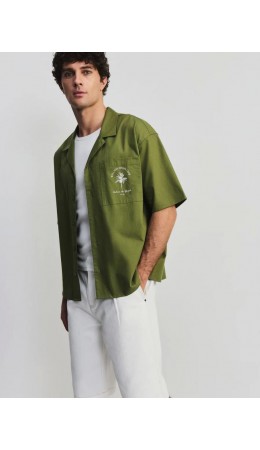 верхняя сорочка мужская зеленый принт