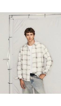 верхняя сорочка мужская белый принт графика