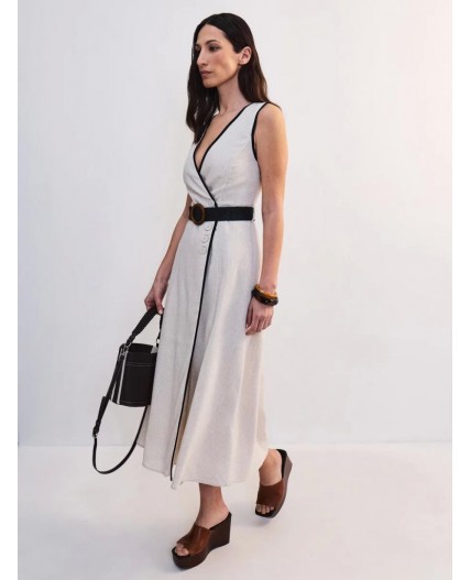 платье с ремнем женское ваниль