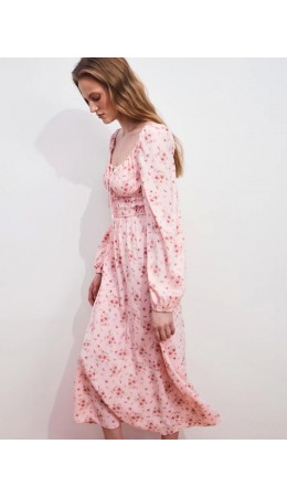 платье женское розовый цветы мелкие