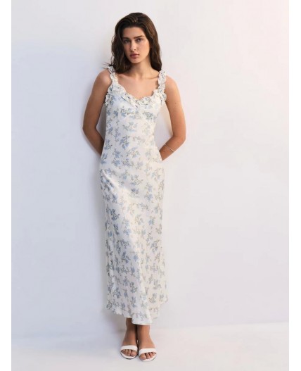 платье женское белый цветы крупные