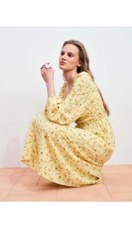 платье женское желтый цветы мелкие