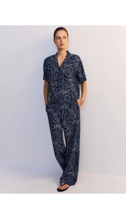 брюки женские синий цветы крупные