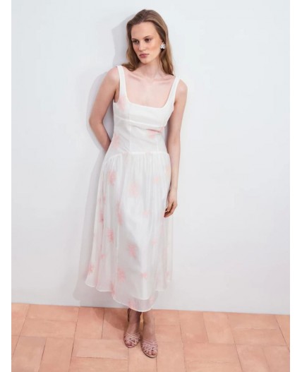 платье женское белый цветы крупные